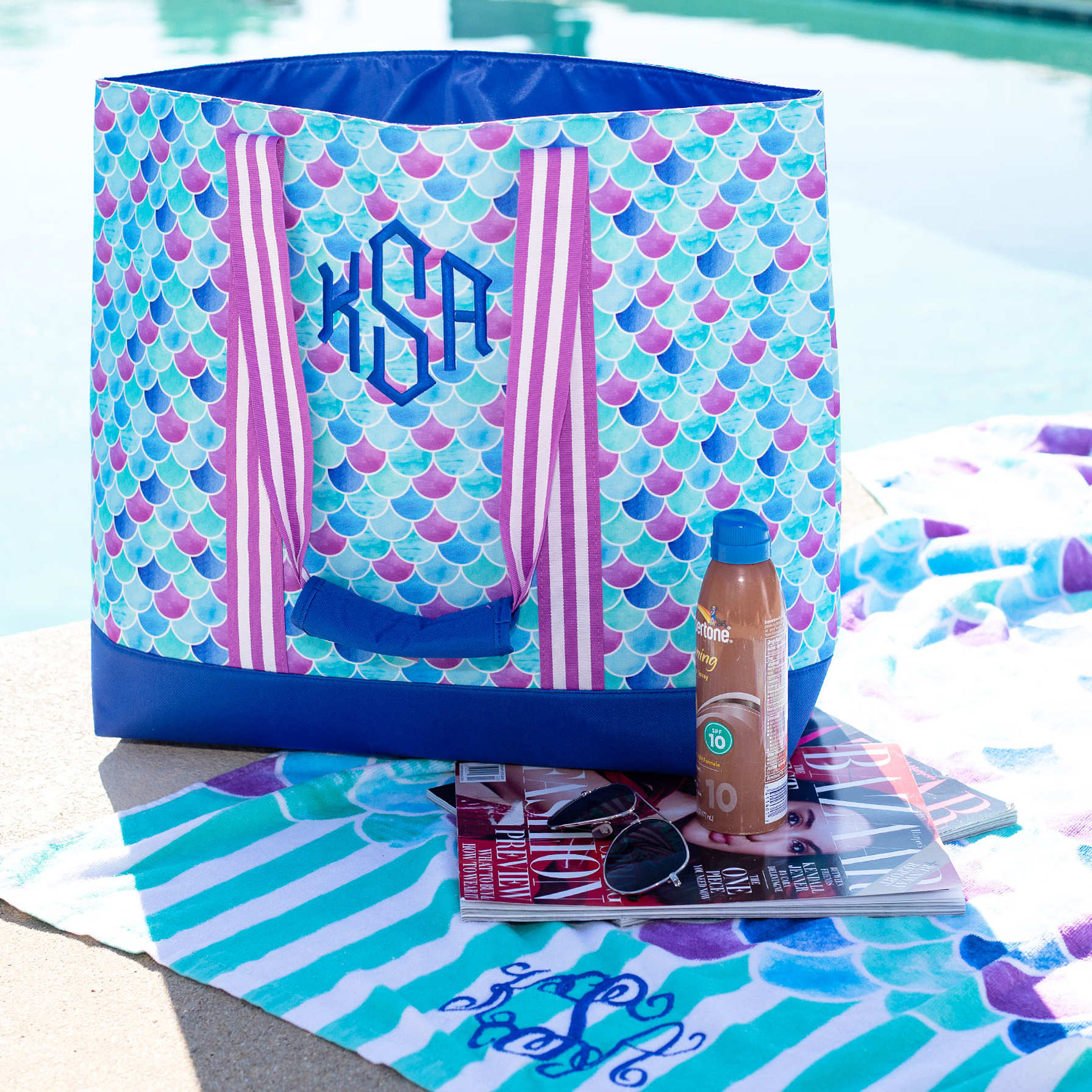 monogrammed mega beach bag