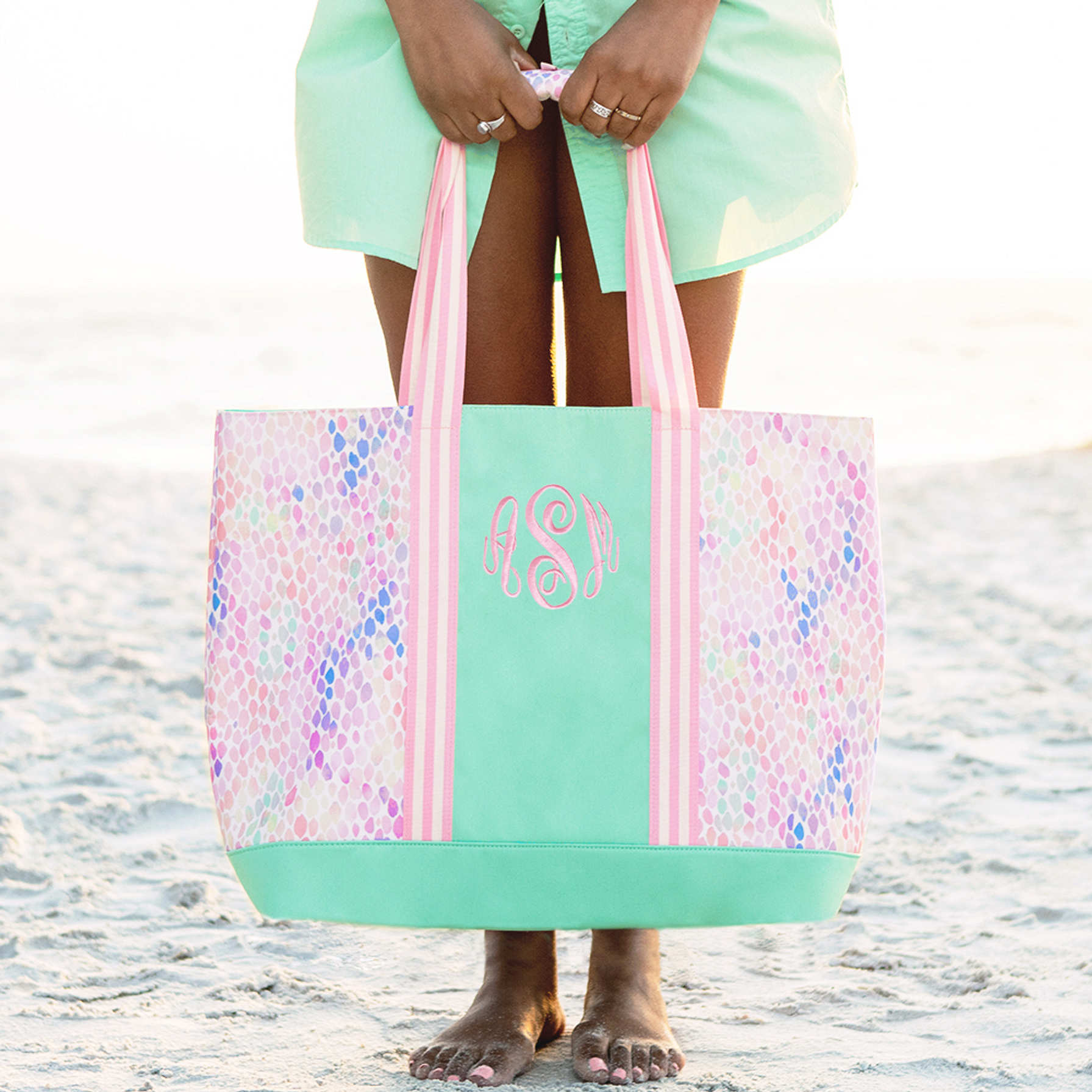 monogrammed mega beach bag