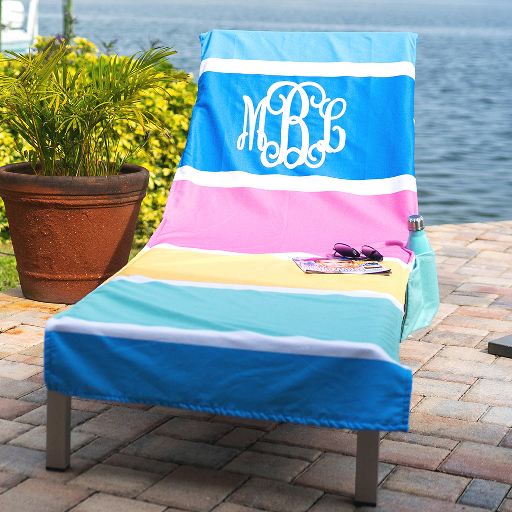 Modern Monogrammed Beach Chair Covers 
