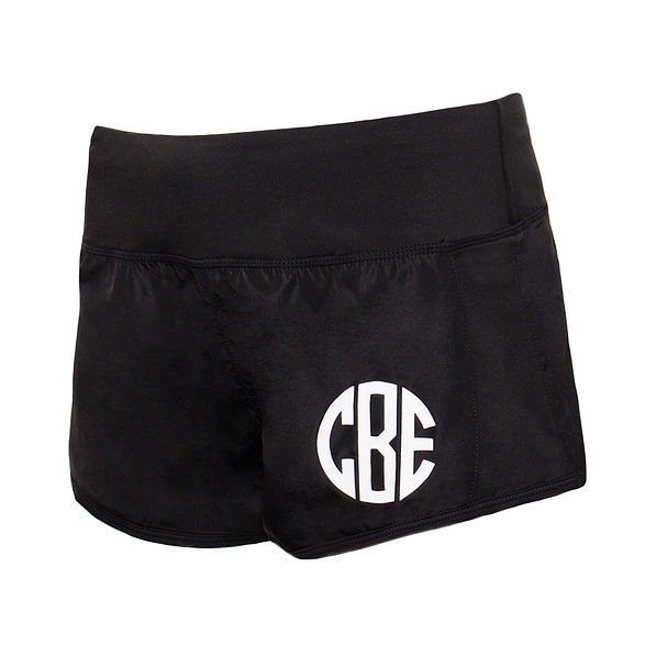 monogrammed wide waistband running shorts