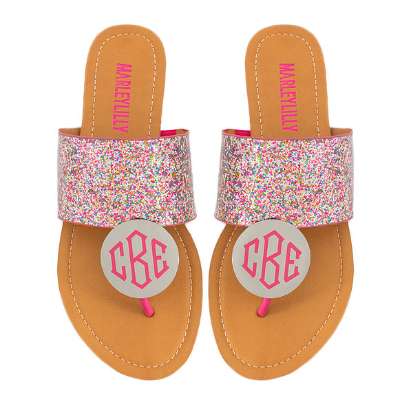 monogrammed sandals in confetti monogrammed sandals in confetti