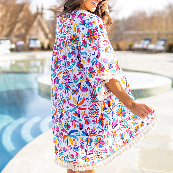 cabana kimono tassels close up