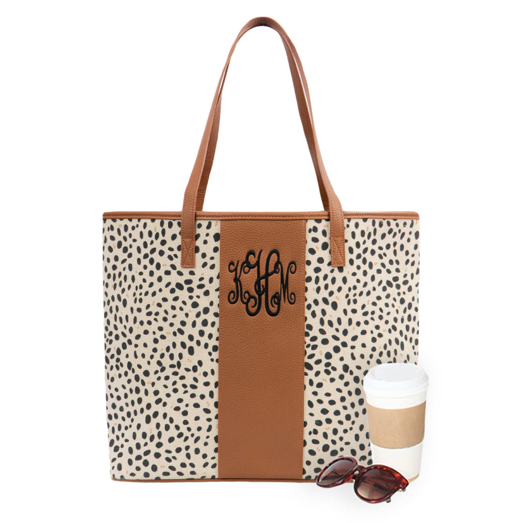 Mammoth Print Pattern Leather Tote Bag
