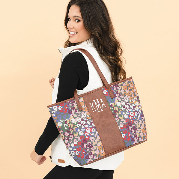 savannah cheetah leopard tote bag on shoulder