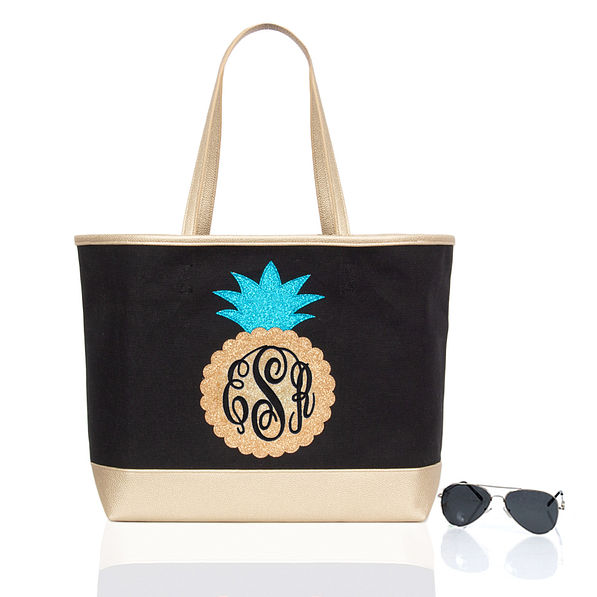 Monogrammed Pineapple Beach Tote