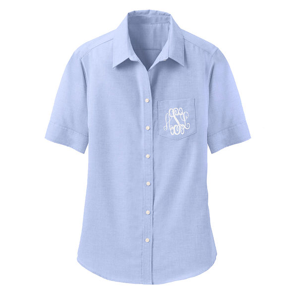 Monogrammed Chambray Oxford Top