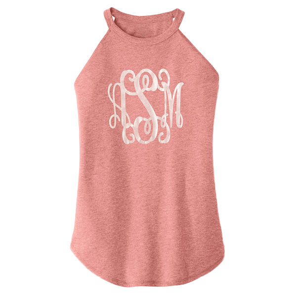 monogrammed high neck tank top in blush monogrammed high neck tank top in blush