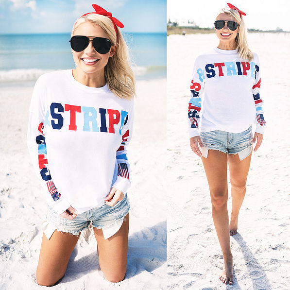 Stars and Stripes Jersey in White - Marleylilly