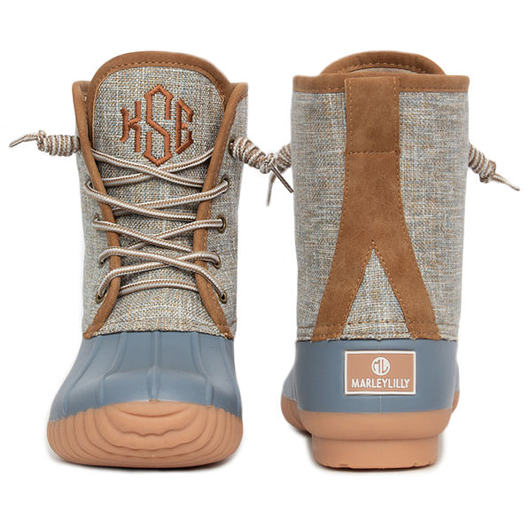 monogrammed slate duck boots