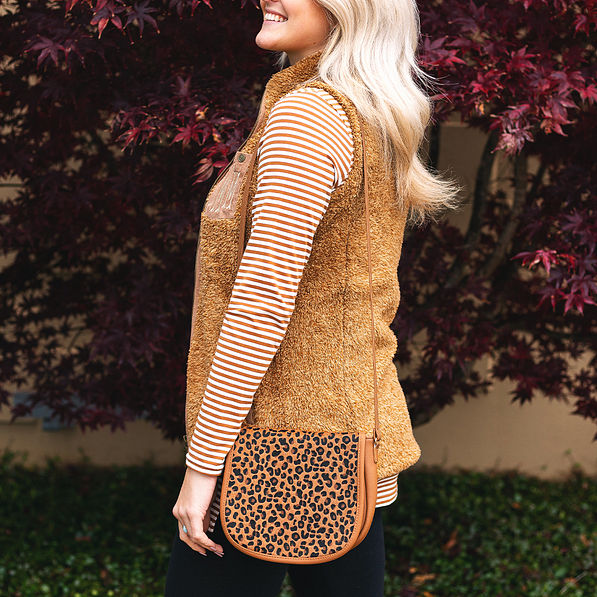 interchangeable crossbody with leopard print flap