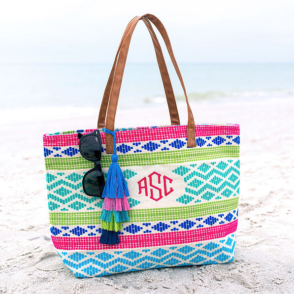 Monogrammed Tropical Tote