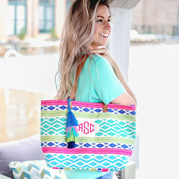 Monogrammed Tropical Tote