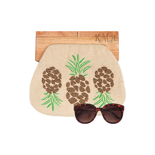 monogrammed pineapple clutch