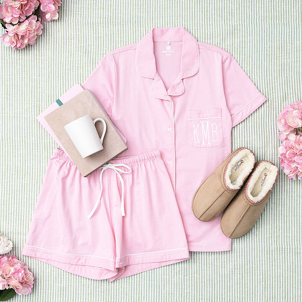 light pink classic sleep set flatlay