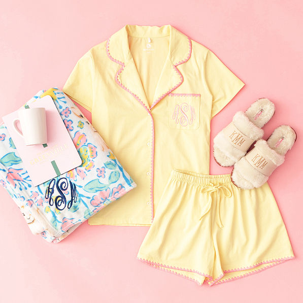 soft yellow classic sleep set flatlay