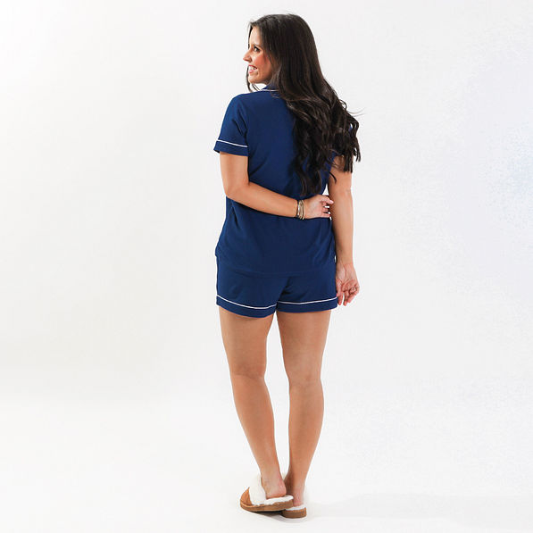 navy classic sleep set on megan back view