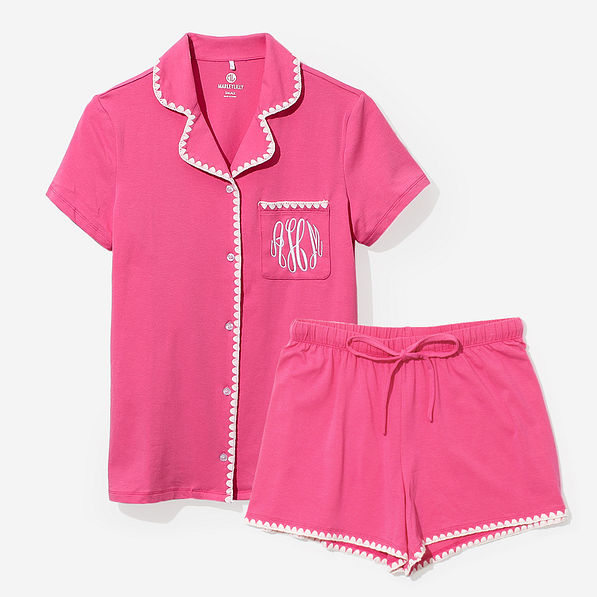 Monogrammed Classic Sleep Set in Hot Pink