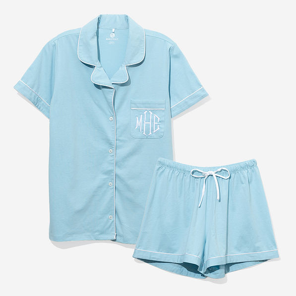 Monogrammed Classic Sleep Set in Light Blue