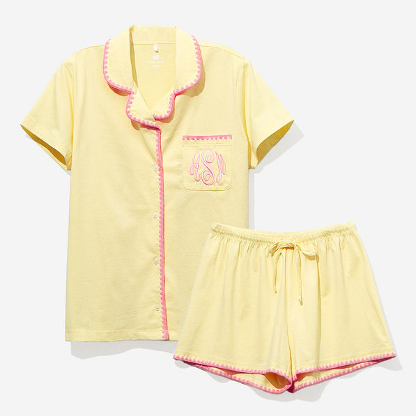 Monogrammed Classic Sleep Set in Soft Yellow