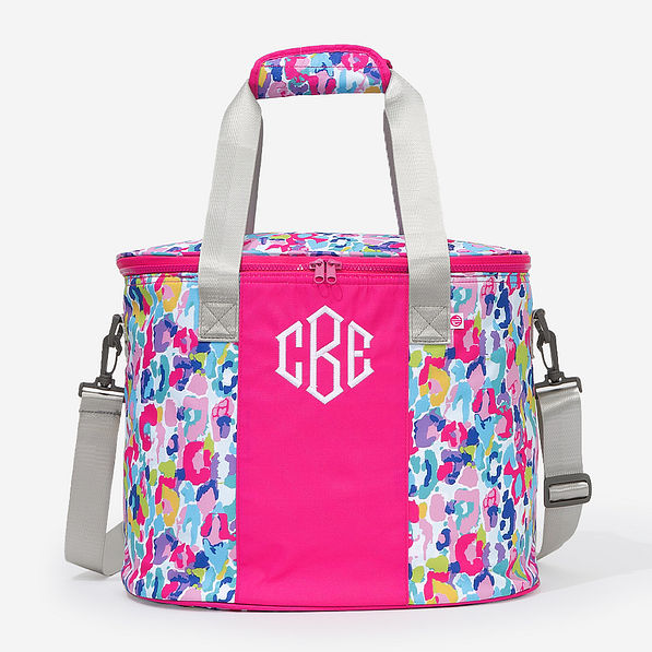 personalized cooler in watercolor cheetah