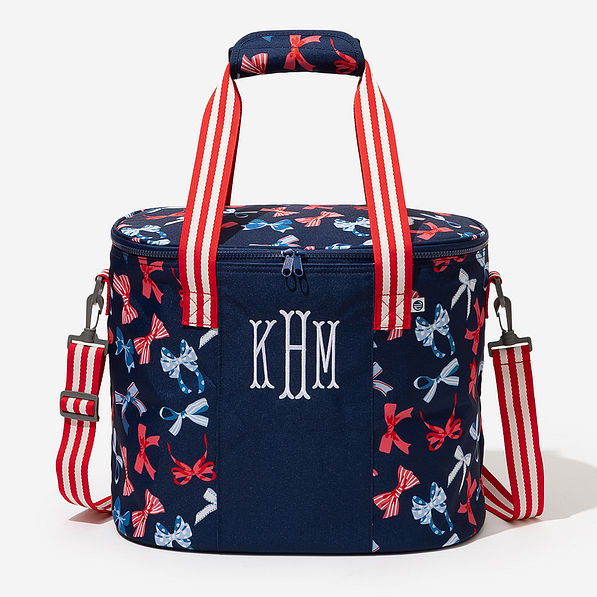 monogrammed cooler in americana bows