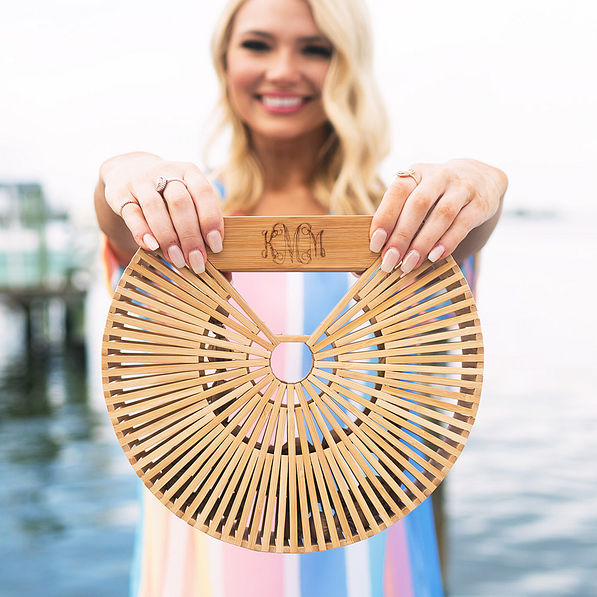 trendy bamboo handbag monogrammed on handle