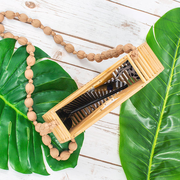 inside of bamboo handbag