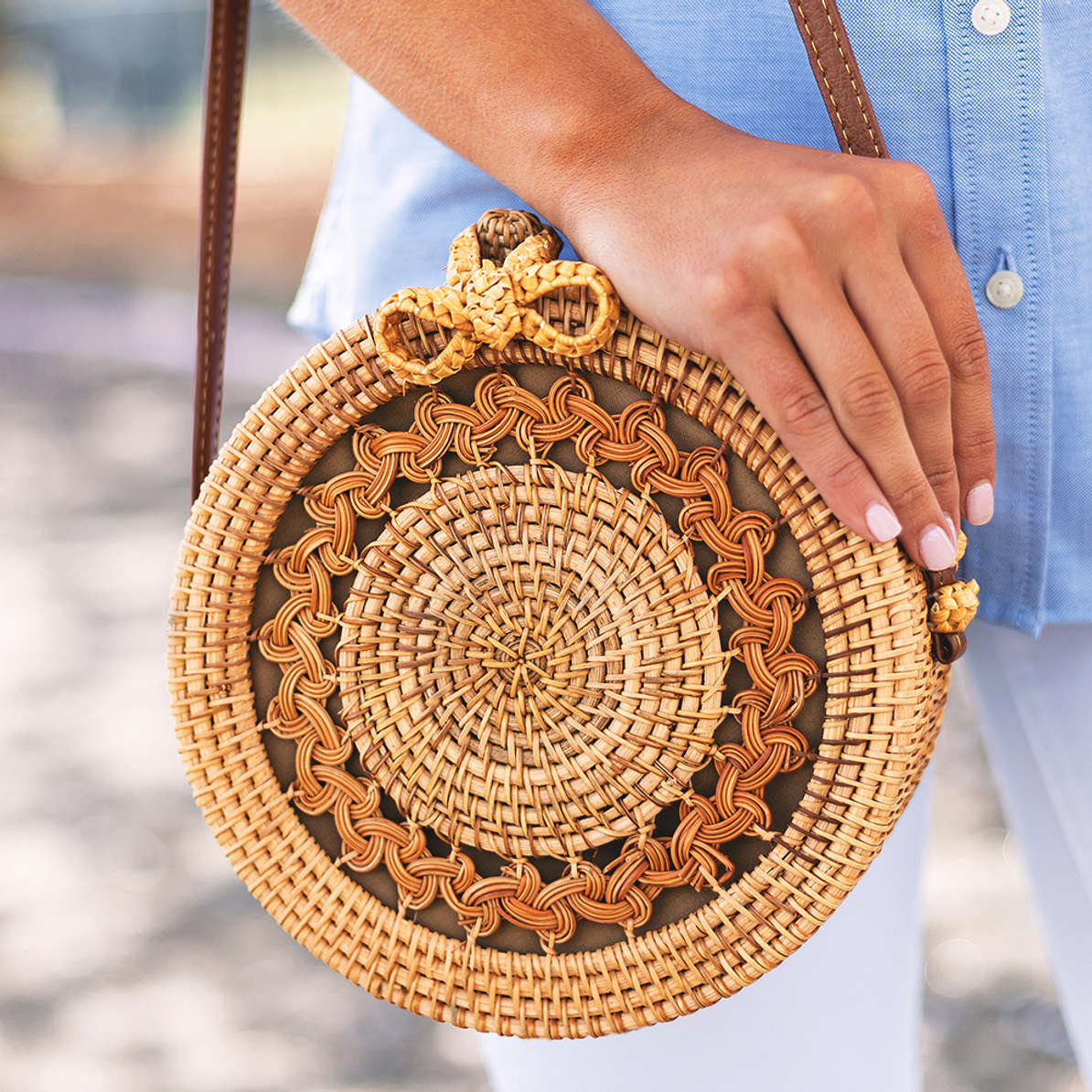 Round Straw Shoulder Bag Marleylilly