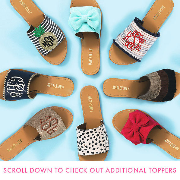 monogrammed slide sandals with additional toppers