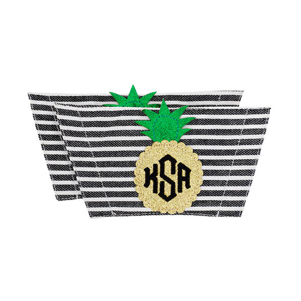 monogrammed striped pineapple velcro sandal toppers