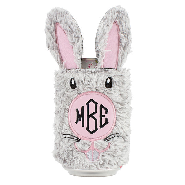 monogrammed bunny koolie on white background