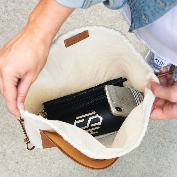 inside of monogrammed cinch bag