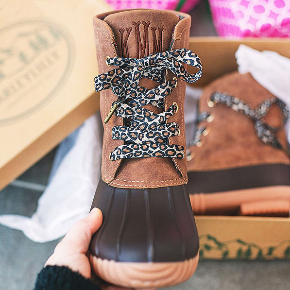 duck boots with leopard laces
