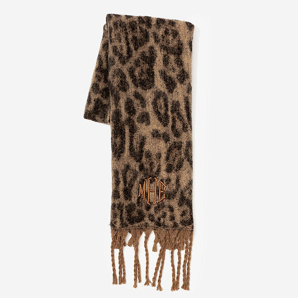 monogrammed leopard print scarf