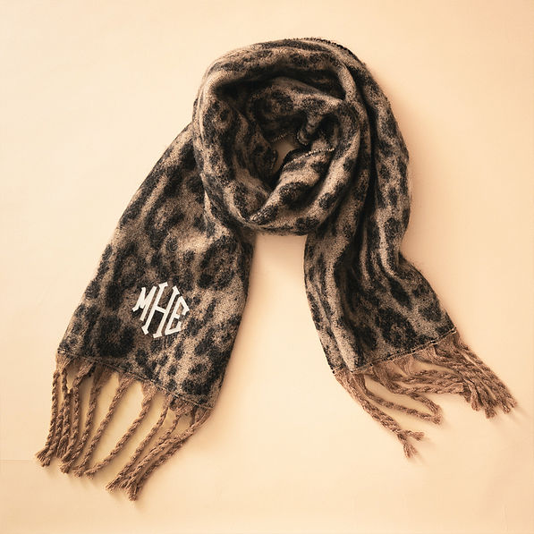 leopard print scarf flatlay khaki