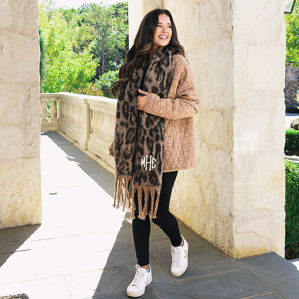leopard print scarf on peyton khaki