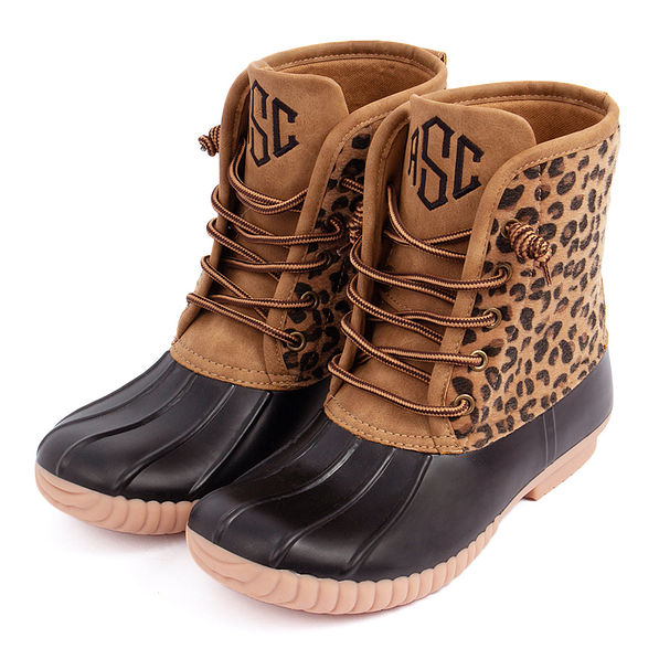 Personalized Leopard Print Duck Boots 