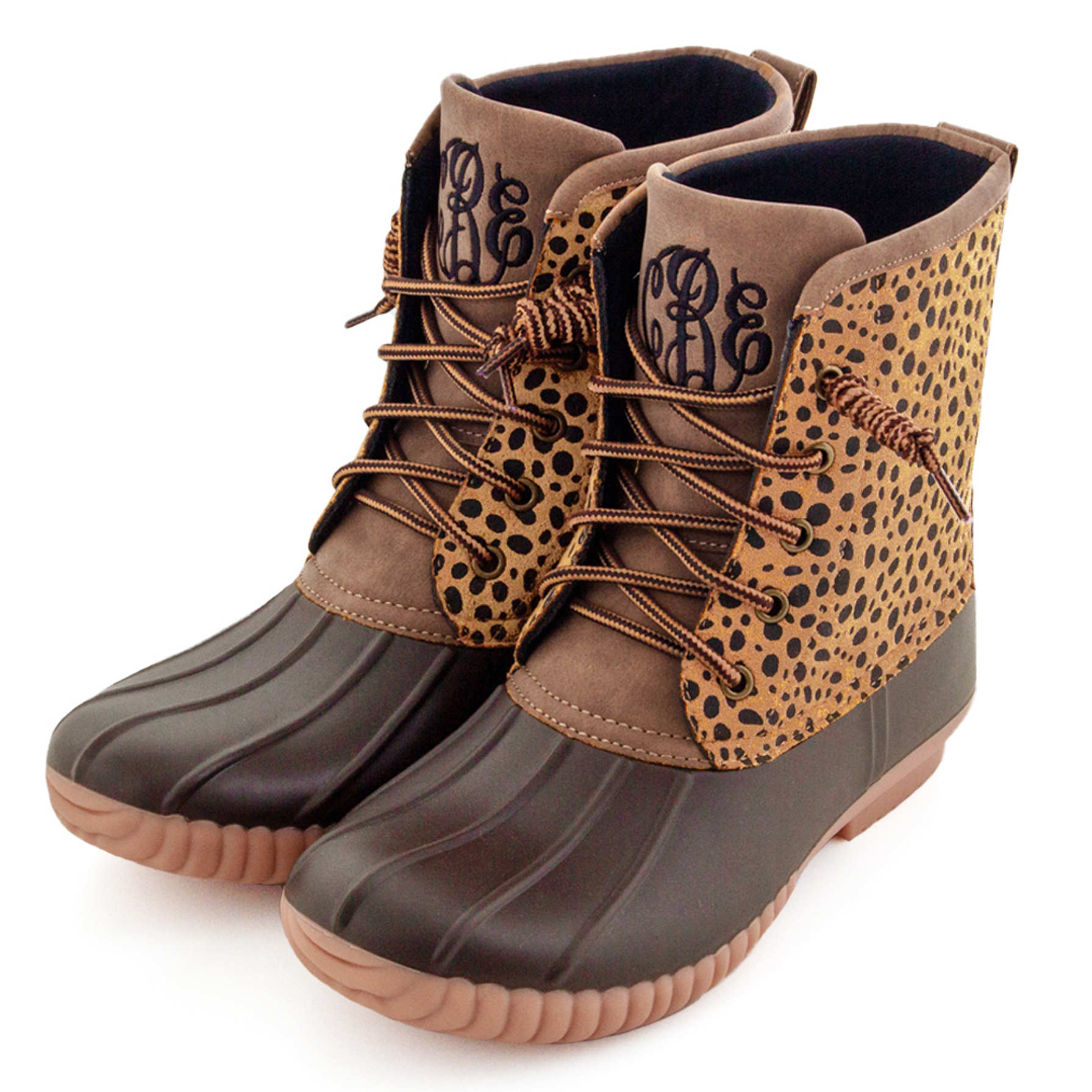 Monogrammed Leopard Duck Boots - Marleylilly