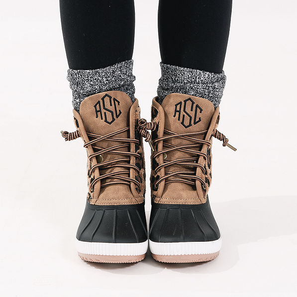 personalized leopard spot duck boots with socks