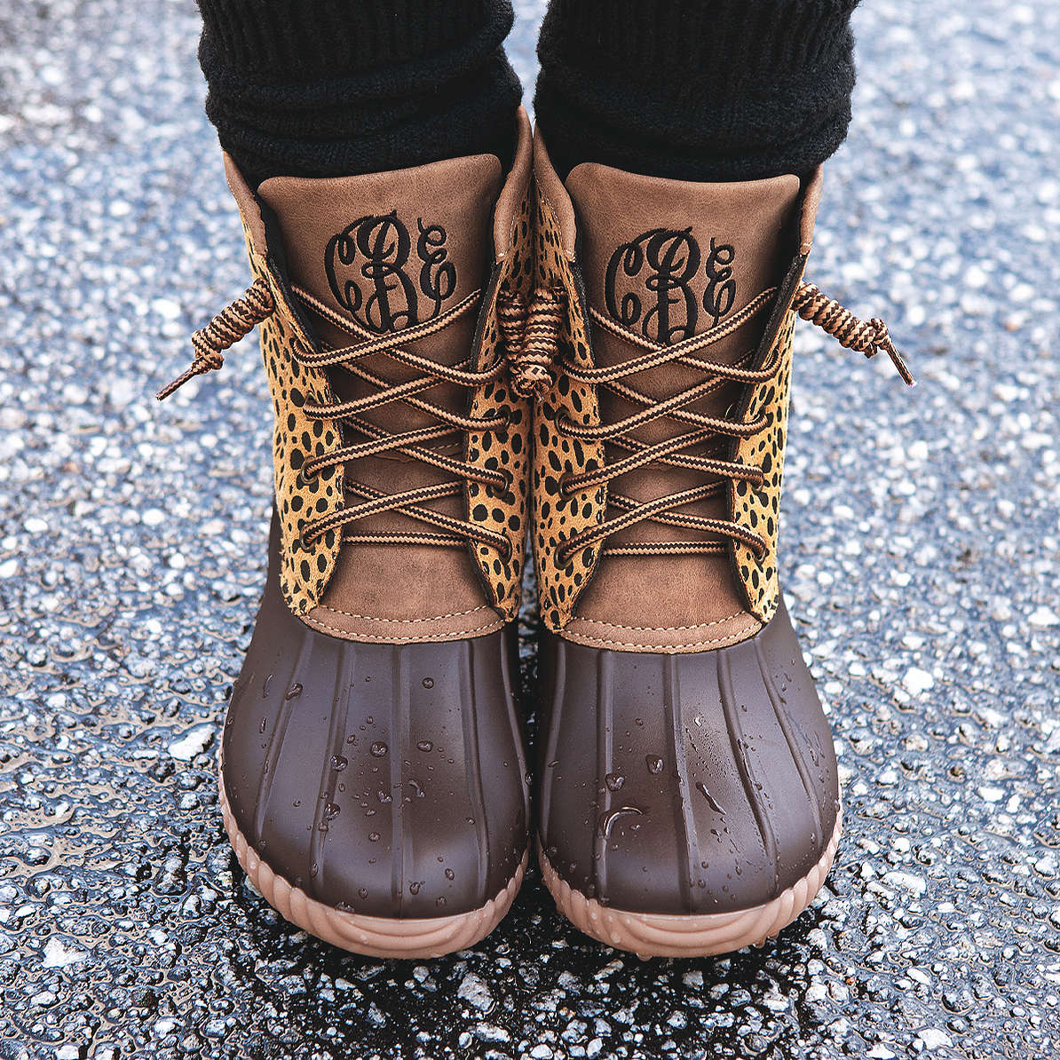 Monogrammed Leopard Duck Boots Marleylilly