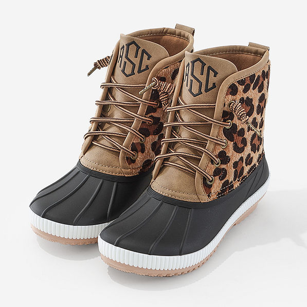 Monogrammed Leopard Duck Boots - Marleylilly