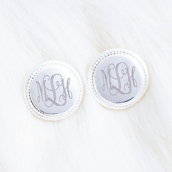 monogrammed nala earrings on fur
