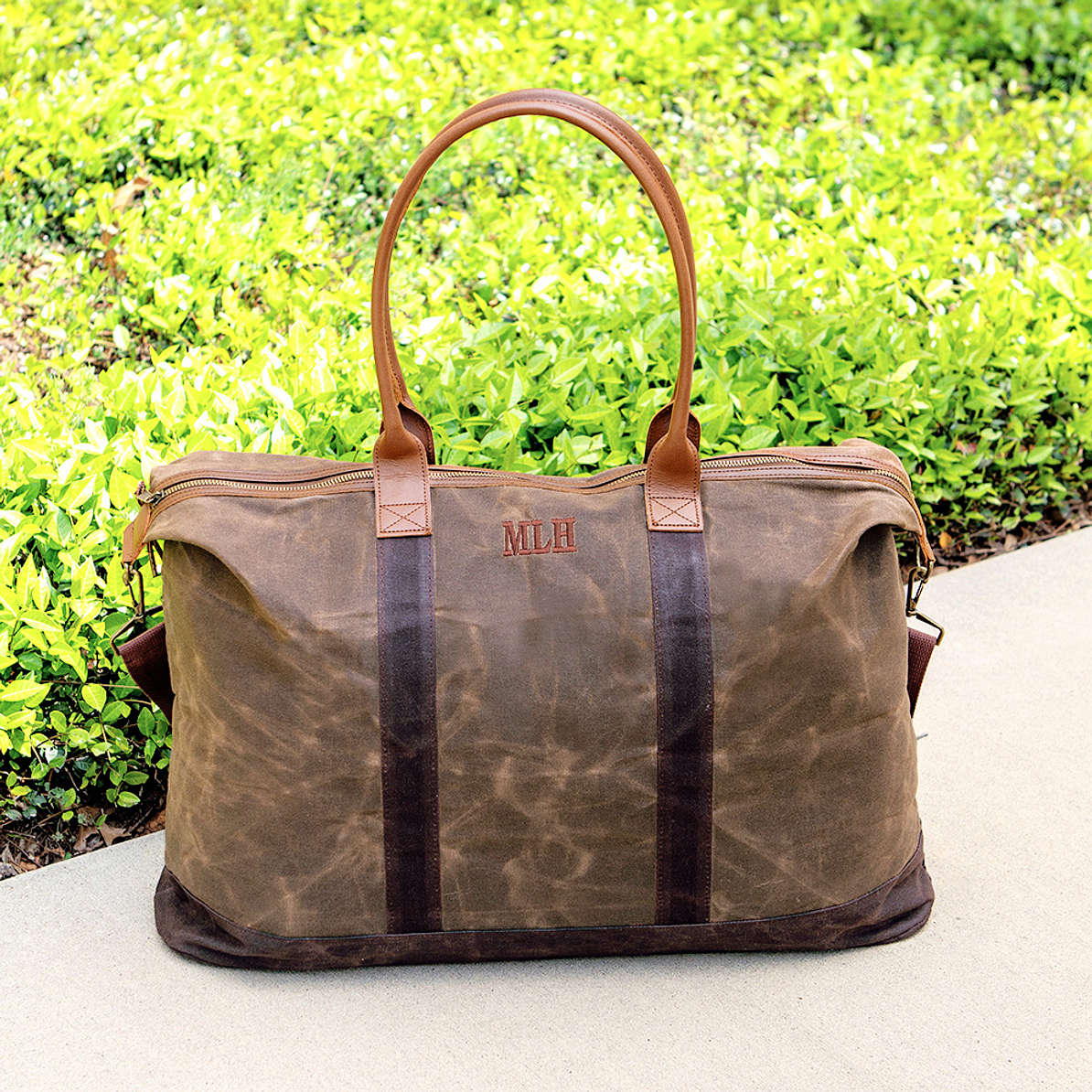 Mens Personalized Waxed Canvas Weekender Bag Marleylilly