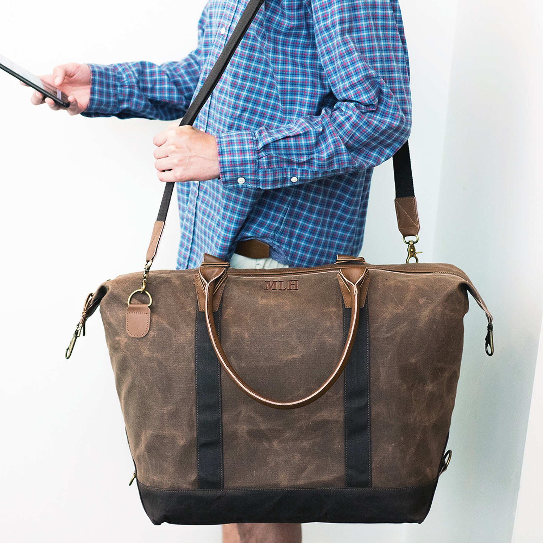 Men's Personalized Waxed Canvas Weekender Bag Marleylilly