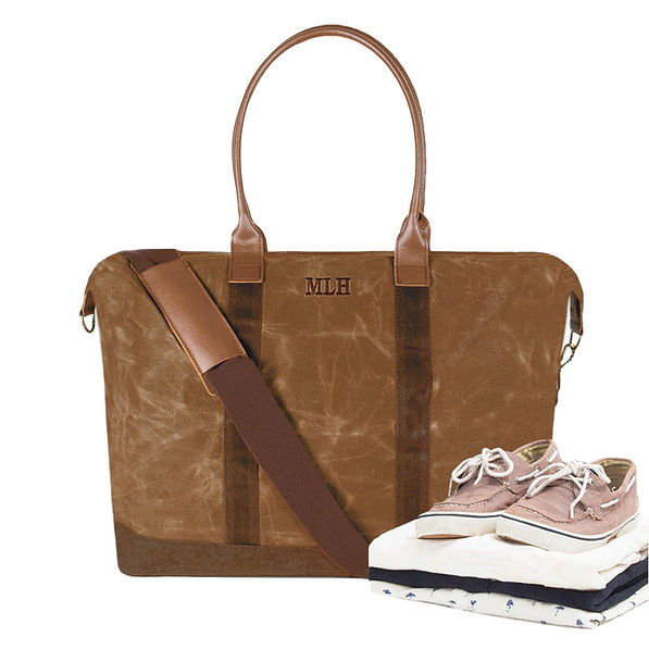 Men's Personalized Waxed Canvas Weekender Bag - Marleylilly