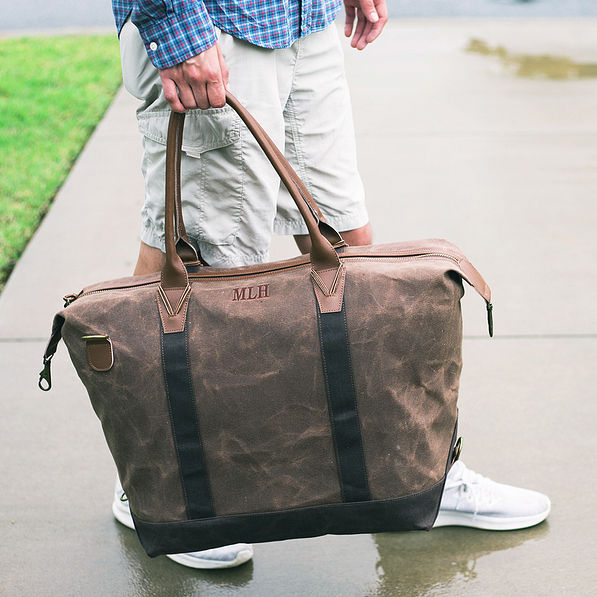 Men's Personalized Waxed Canvas Weekender Bag - Marleylilly