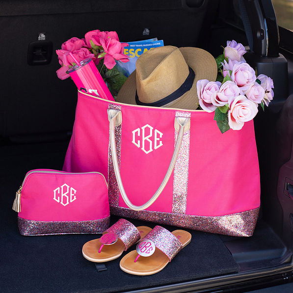 packed confetti weekender in car trunk