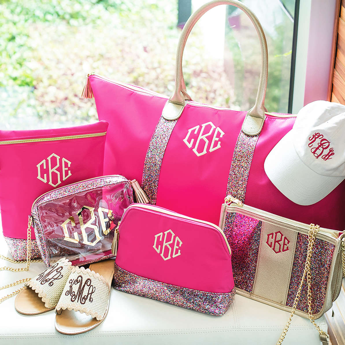 Personalized Pink Glitter Ditty Bag - Marleylilly
