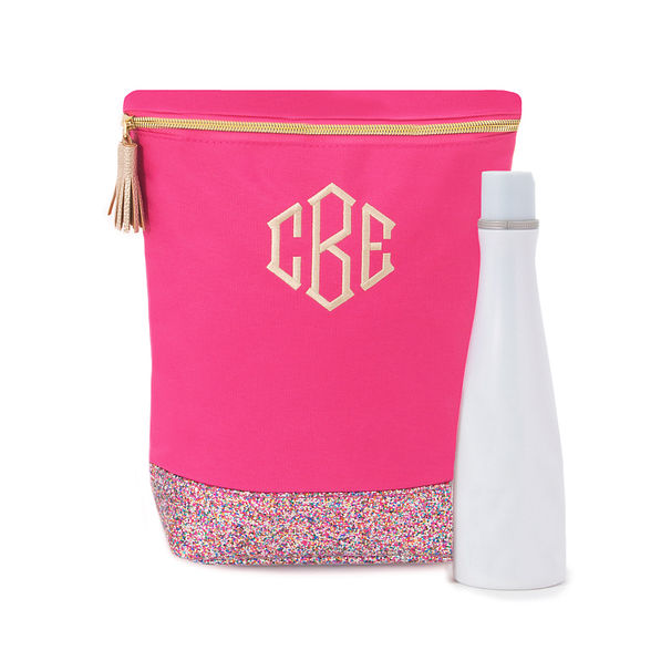 Personalized Pink Glitter Ditty Bag - Marleylilly