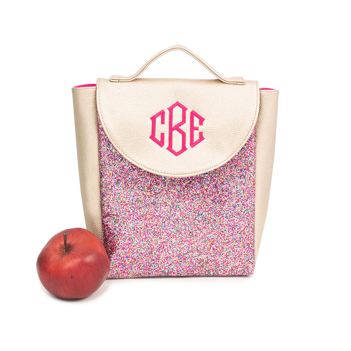 Personalized Pink Confetti Lunch Box Marleylilly